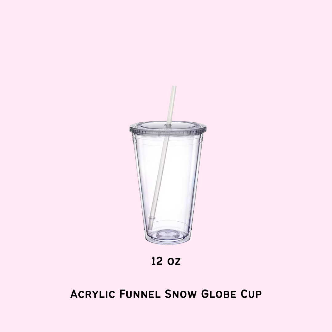 12 oz Acrylic Snow Globe Funnel Tumbler