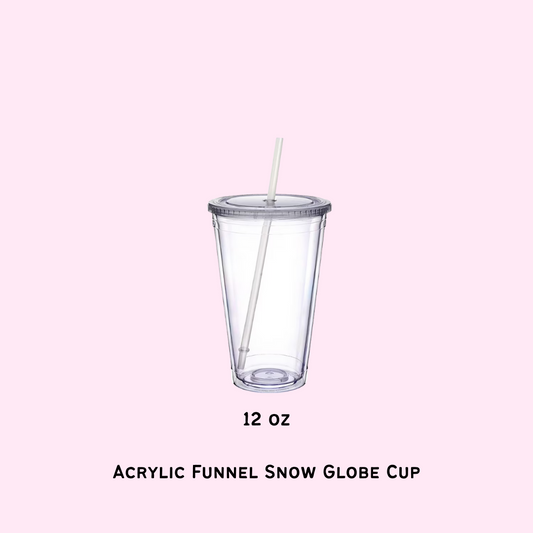 12 oz Acrylic Snow Globe Funnel Tumbler