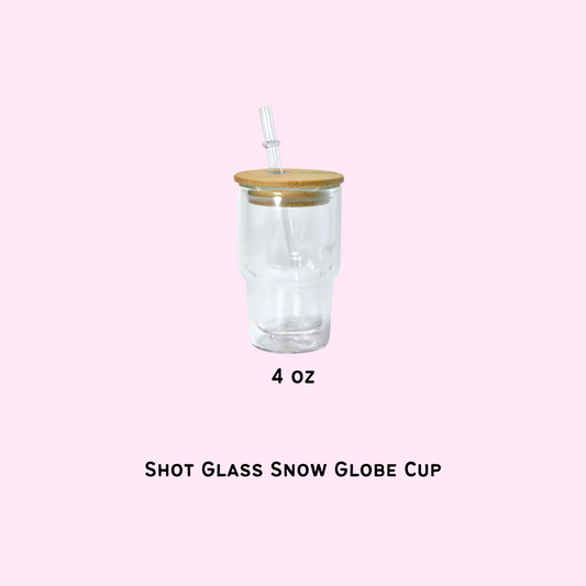 4 oz Snow Globe Shot Glass with Lid